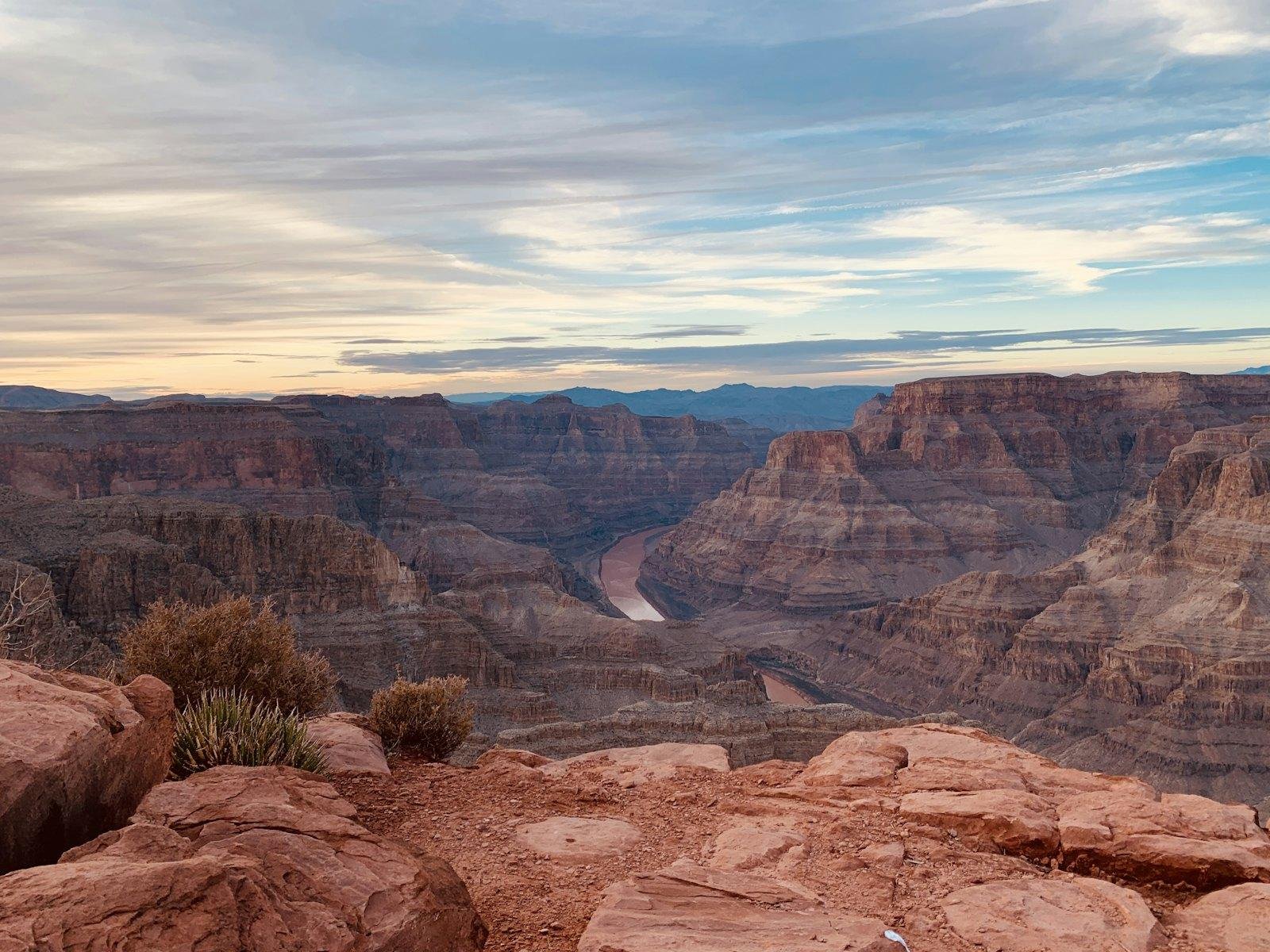 The layered walls of the Grand Canyon in early light